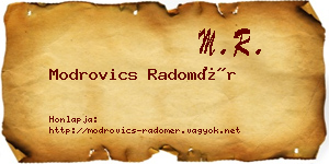 Modrovics Radomér névjegykártya